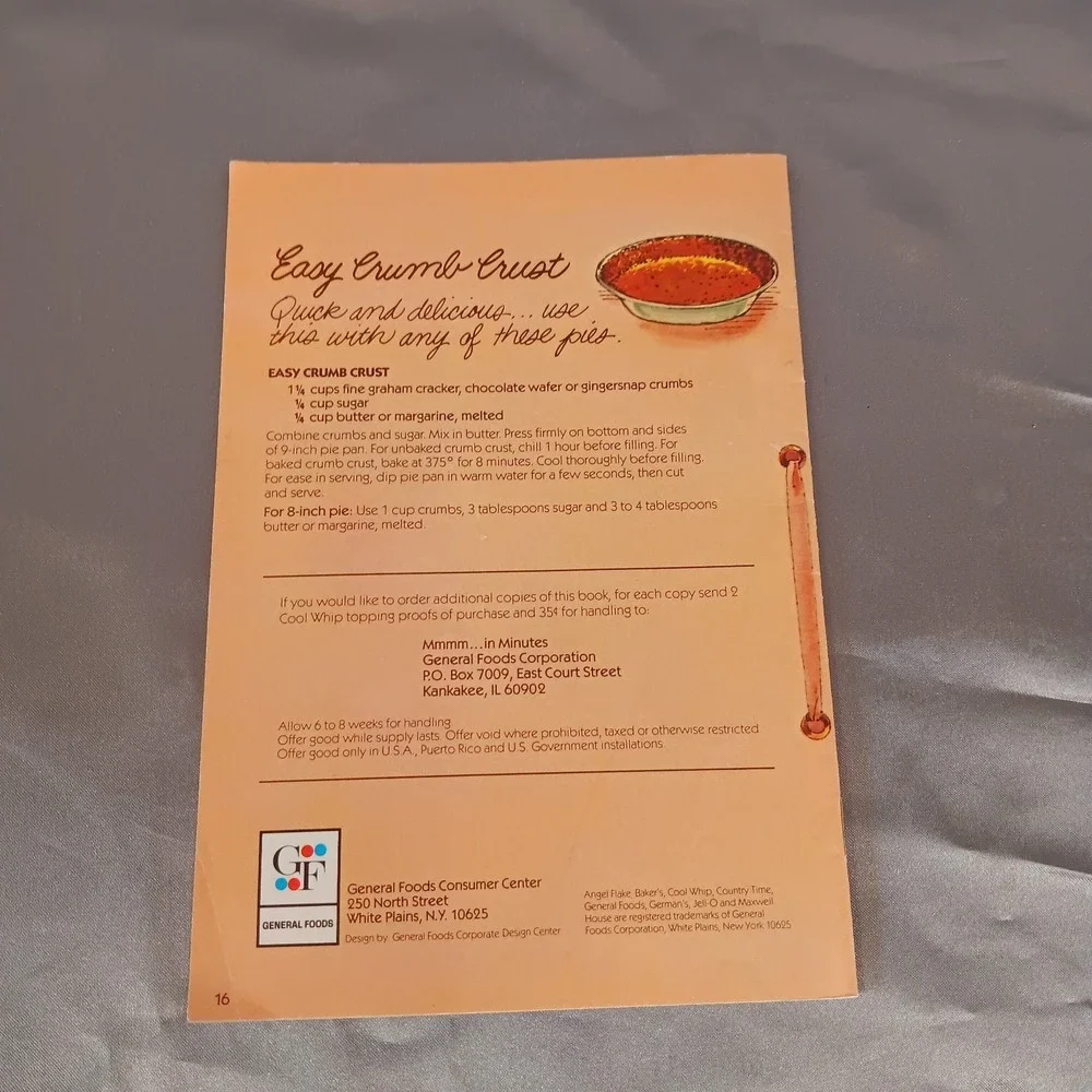 Vintage 1981‎ Cool Whip Recipe Booklet Mmmm In Minutes 80s Dessert Pie Recipes